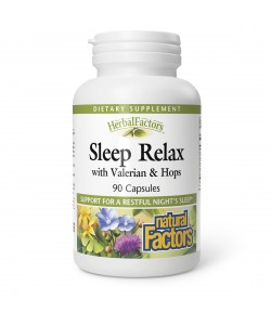 Natural Factors Sleep Relax 90 капсул, синергетическая смесь успокаивающих трав