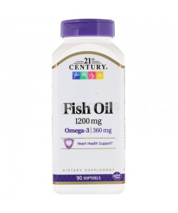 21st Century Fish Oil 1200 mg 90 гелеві капсули, риб'ячий жир омега 3