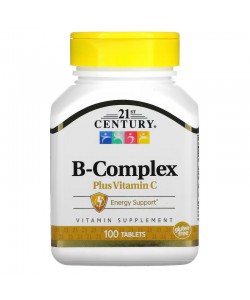 21st Century B-Complex Plus Vitamin C 100 таблеток, комплекс вітамінів групи В з вітаміном С