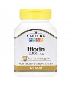 21st Century Biotin 10000 mcg 120 таблеток, біотин (вітамін В7)