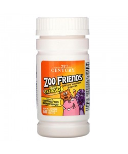 21st Century Zoo Friends Childrens Multivitamin 60 таблеток, жувальні мультивітаміни для дітей, зі смаком апельсина