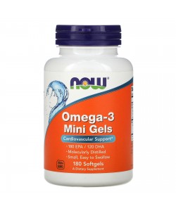 Now Foods Omega-3 Mini Gels 180 капсул, риб'ячий жир в маленьких капсулах