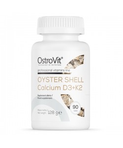 OstroVit Oyster Shell Calcium D3 + K2 90 таблеток, карбонат кальцію з раковин устриць, з вітаміном D3 + K2