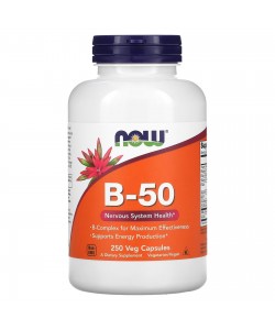 Now Foods B-50 250 капсул, комплекс витаминов группы B