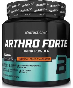 Biotech USA Arthro Forte 340 грам, ароматизований порошок напою з колагеном, глюкозаміном, хондроїтином, МСМ, вітаміном С, рослинними екстрактами