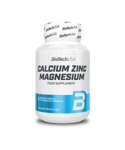Biotech USA Calcium Zinc Magnesium 100 таблеток, кальций, цинк, магний 