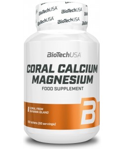 Biotech USA Coral Calcium Magnesium 100 таблеток, кальций и магний в пропорции 2:1