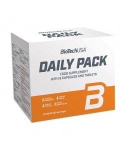 Biotech USA Daily Pack 30 пакетиков, полный поливитаминный препарат с минералами, коэнзимом Q10, экстрактом виноградных косточек, лецитином и незаменимыми жирными кислотами