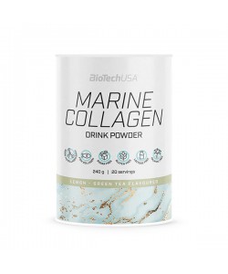 Biotech Usa Marine Collagen Drink Powder 240 грам, гідролізований риб’ячий колаген з вітаміном С, зі смаком лимона та зеленого чаю