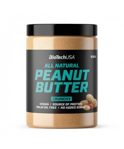 Biotech USA All Natural Peanut Butter Crunchy 1000 грамм, хрустящее арахисовое масло 