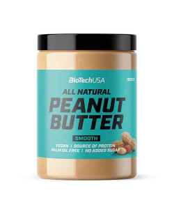 Biotech USA All Natural Peanut Butter Smooth 1000 грамм, гладкое арахисовое масло 