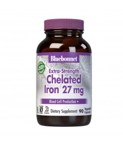 Bluebonnet Nutrition Chelated Iron 27 mg 90 капсул, бисглицинат железа