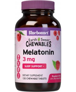 Bluebonnet Nutrition Earth Sweet Chewables Melatonin 3 mg 120 жувальних таблеток, мелатонін зі смаком малини