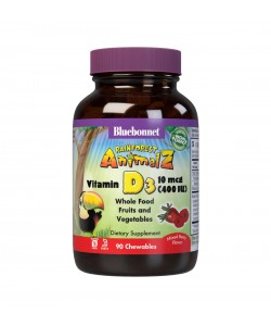 Bluebonnet Nutrition Rainforest Animalz Vitamin D3 400 IU таблеток, жевательный витамин D, со вкусом ягод
