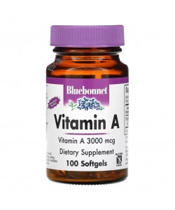 Bluebonnet Nutrition Vitamin A 3000 mcg 100 мягких капсул, витамин А