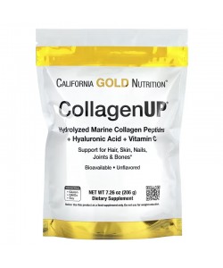 California Gold Nutrition Collagen UP 206 грам, гідролізовані пептиди морського колагену з гіалуроновою кислотою та вітаміном С