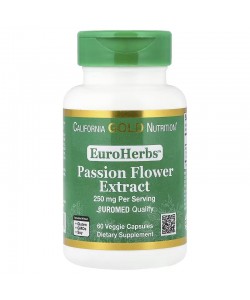 California Gold Nutrition EuroHerbs™ Passion Flower Extract 250 mg Euromed Quality 60 рослинних капсул, екстракт пасифлори