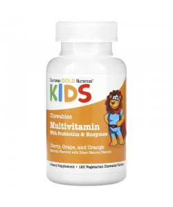 California Gold Nutrition Kids Chewable Multivitamin with Probiotics & Enzymes 120 жевательных таблеток, жевательные мультивитамины для детей, со вкусом фруктов