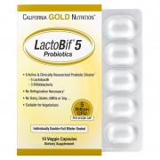 California Gold Nutrition LactoBif Probiotics 5 Billion CFU 10 veg caps