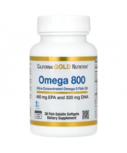 California Gold Nutrition Omega 800 30 капсул, ультраконцентрированный рыбий жир