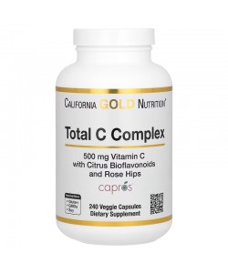 California Gold Nutrition Total C Complex 500 мг 240 растительных капсул, комплекс с витамином C