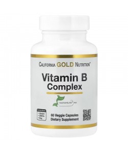 California Gold Nutrition Vitamin B Complex 60 капсул, комплекс біоактивних вітамінів групи B