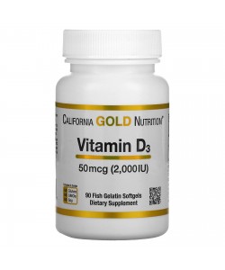 California Gold Nutrition Vitamin D3 2000 IU 90 капсул, витамин д