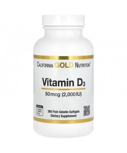 California Gold Nutrition Vitamin D3 2000 IU 360 капсул, витамин д