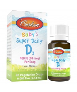 Carlson Baby's Super Daily D3 400 IU 2,54 мл, 400 МЕ (10 мкг) концентрированного витамина D3 в каждой капле, для грудных детей