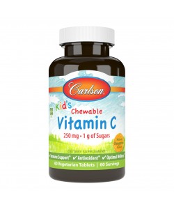 Carlson Kid's Chewable Vitamin C 250 mg 60 таблеток, жевательный витамин С, со вкусом мандарина