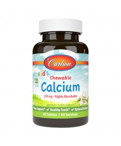 Carlson Kid's Chewable Calcium 250 mg 60 таблеток, жувальний кальцій, зі смаком натуральної ванілі