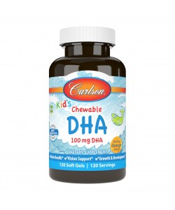 Carlson Kid's Chewable DHA 100 mg 120 мягких капсул, рыбий жир для детей, со вкусом апельсина