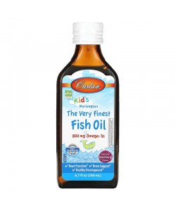 Carlson Kid's Norwegian The Very Finest Fish Oil 200 мл, риб’ячий жир для дітей, виготовлений із дикої риби, з персиковим смаком