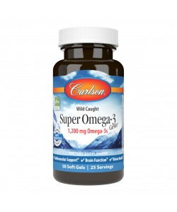 Carlson Super Omega-3 1200 mg 50 м'яких капсул, норвезький риб'ячий жир