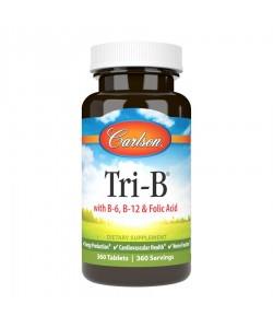 Carlson Tri-B with B-6, B-12, & Folic Acid 360 таблеток, комплекс фолієвої кислоти та вітамінів B-6 і B-12