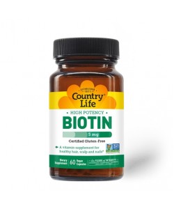 Country Life Biotin 5 mg 60 капсул, биотин (витамин В7)