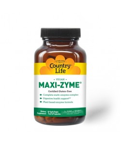 Country Life Maxi-Zyme 120 капсул, комплекс ферментов
