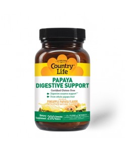 Country Life Papaya Digestive Support 200 жувальних таблеток, ферменти папаї з амілазою та протеазою