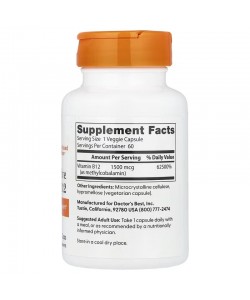 Doctor's Best Fully Active B-12 1500 mcg 60 капсул, метилкобаламін