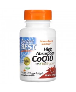  Doctor's Best CoQ10 200 mg with BioPerine 60 м’яких овочевих капсул, коензим Q10 з екстрактом чорного перцю