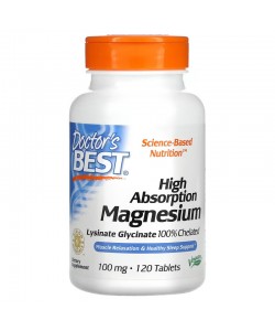 Doctor's Best High Absorption Magnesium 100 mg 120 таблеток, магний в хелатной форме