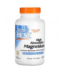 Doctor's Best High Absorption Magnesium 100 mg 240 таблеток, магній у хелатній формі 