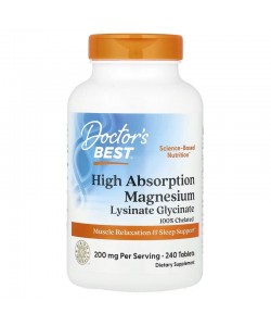 Doctor's Best High Absorption Magnesium 200 mg 240 таблеток, магний в хелатной форме