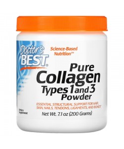 Doctor's Best Pure Collagen Types 1&3 Powder 200 грамм, чистый коллаген типов 1 и 3 в порошке