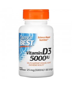 Doctor's Best Vitamin D3 5000 IU 180 капсул, вітамін Д