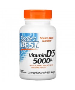 Doctor's Best Vitamin D3 5000 IU 360 капсул, витамин Д