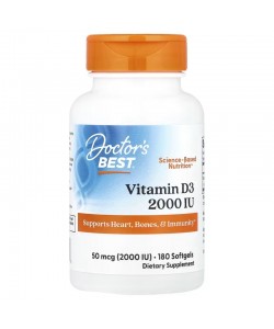 Doctor's Best Vitamin D3 2000 IU 180 капсул, витамин Д