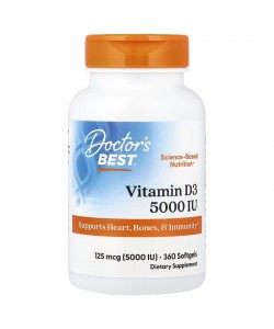 Doctor's Best Vitamin D3 5000 IU 360 капсул, витамин Д