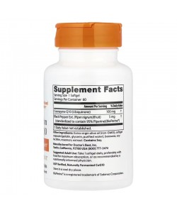 Doctor's Best CoQ10 100 mg with BioPerine 60 капсул, коензим Q10 з екстрактом чорного перцю  Doctor's Best CoQ10 100 mg with BioPerine 60 капсул, коензим Q10 з екстрактом чорного перцю