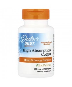 Doctor's Best CoQ10 100 mg with BioPerine 60 капсул, коензим Q10 з екстрактом чорного перцю  Doctor's Best CoQ10 100 mg with BioPerine 60 капсул, коензим Q10 з екстрактом чорного перцю